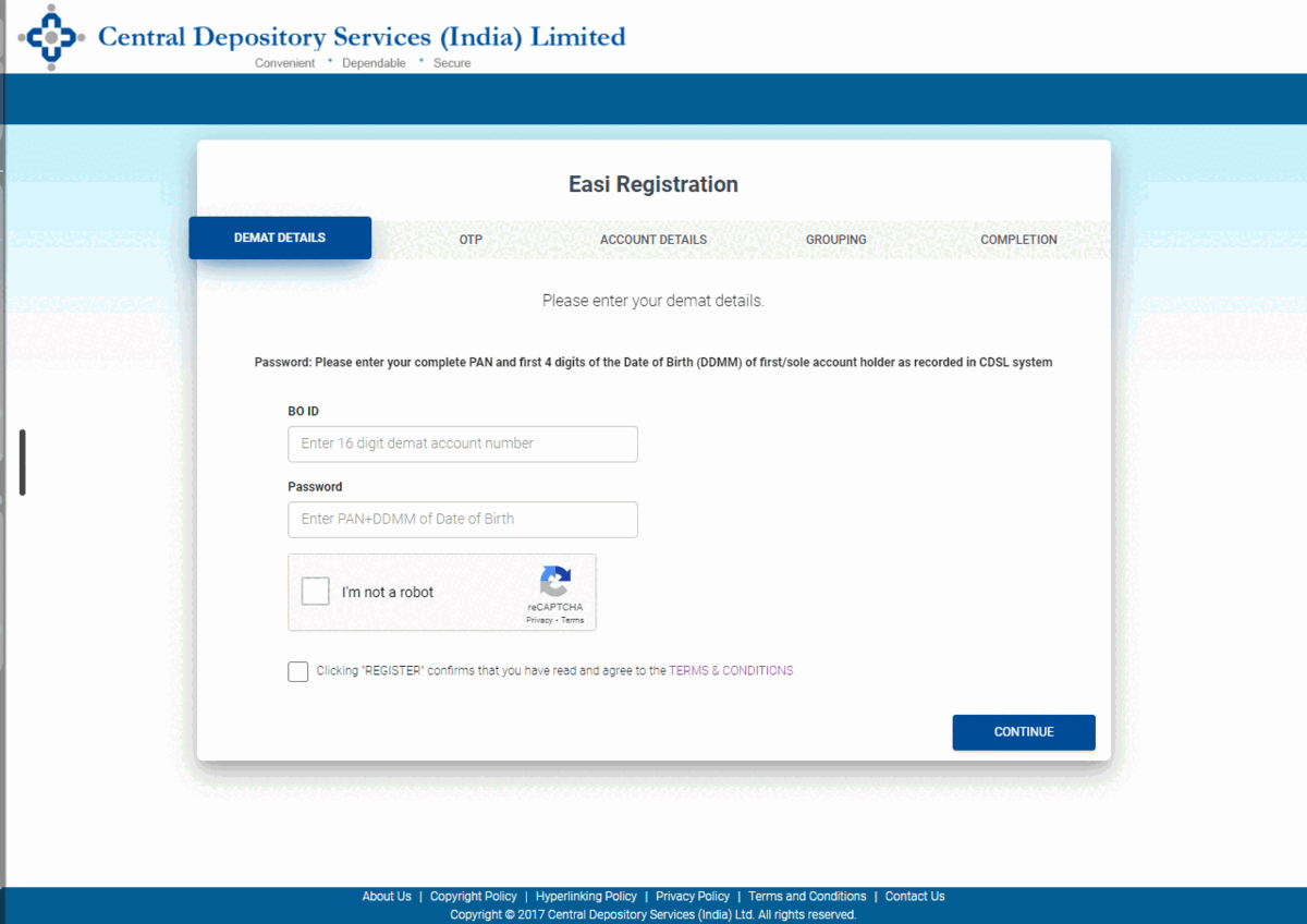 CDSL Easi Registration